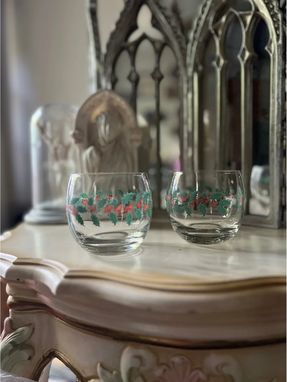 Rubel mid-century Christmas roly-poly glasses